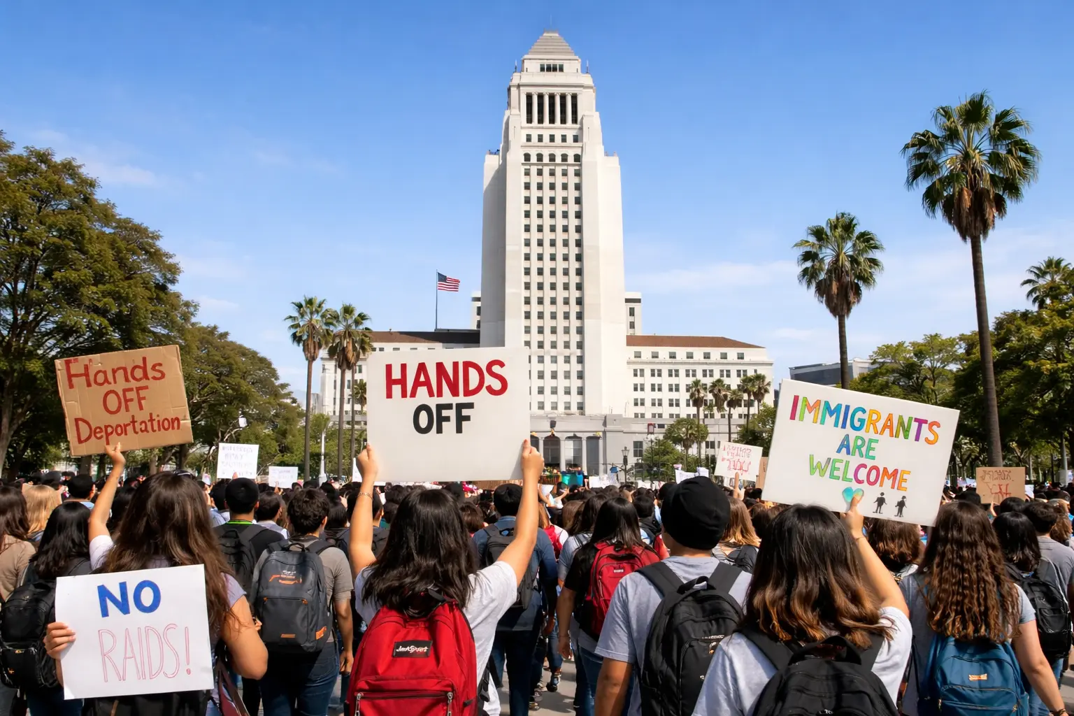 LAUSD Students Walkout over Fears of Immigration Raids