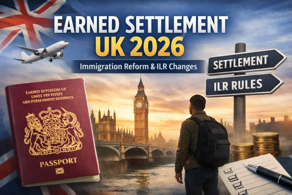 Earned settlement UK policy update with ILR rules and UK skyline