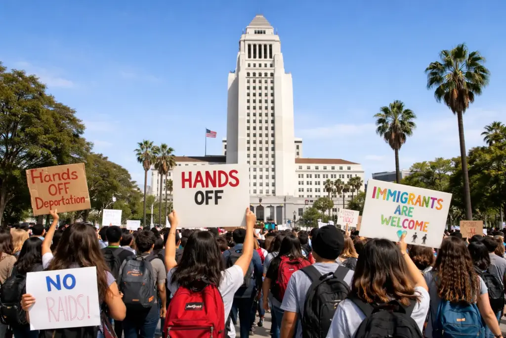 students walkout over fears of immigration raids